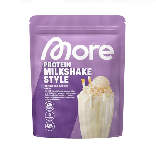 MORE Protein Milkshake Vanilla Ice Cream 750 g Mix aus Whey Konzentrat und Casein ideal zum Muskelaufbau und -erhalt mit Laktase - made in Germany