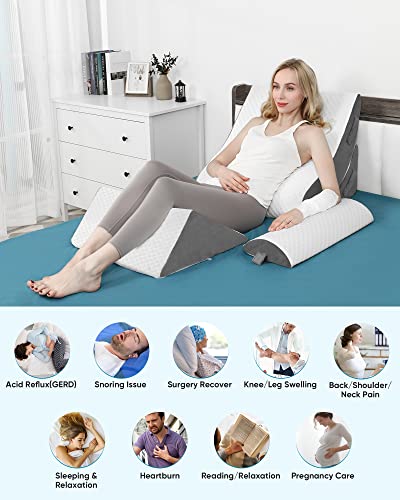 Forias FS-WP-B3 4Pcs Wedge Pillow Set For Acid Reflux Relief Orthopedic Wedge Pillow Headboard Adjustable Bed Wedge Pillow For Sleeping Post Surgery Back Legs Pain Snoring Sleep Apnea Gerd thumb #2