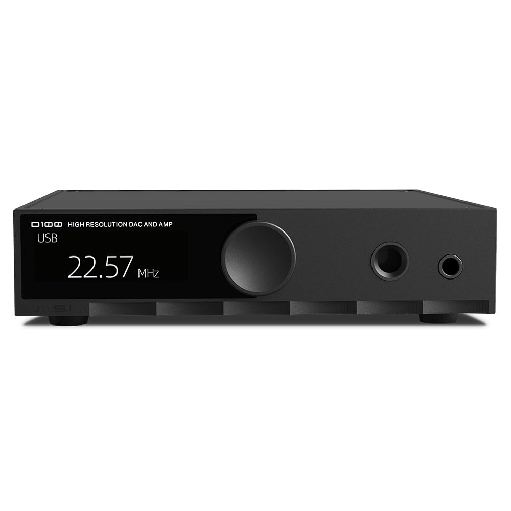 SMSL D100 DAC e amplificatore per cuffie da ufficio, chip ES9081, interfaccia audio a bilanciamento reale per stereo domestico, MQA, ingressi USB/ottico/coassiale, uscite 4,4 mm e 6,35 mm/RCA (nero)