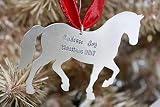 Horse Personalized Christmas Tree Silver Ornament - Customized - Custom - 2023 - Horseback Riding