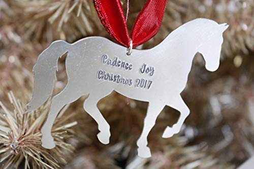Horse Personalized Christmas Tree Silver Ornament - Customized - Custom - 2023 - Horseback Riding #TOP24