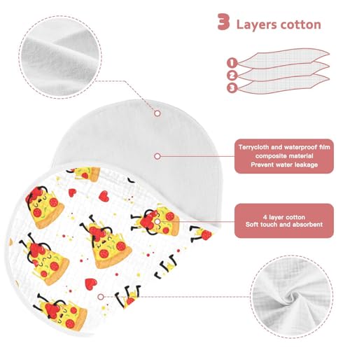 2 Pack Muslin Burp Cloths Pizza Hearts Cotton Baby Burp Cloths Ultra Soft Burping Cloth Absorbent Spit Up Rags for Newborn Baby Boys Girls, Large 22" x 11"3