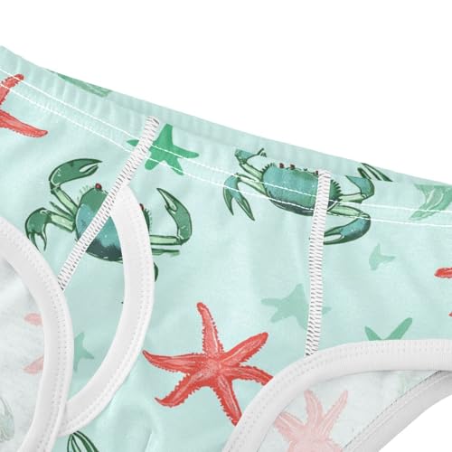 Wusikd Green Crabs Boys' Underwear Cotton Red Starfishs Boys Briefs Soft Toddler Underwear 2T4