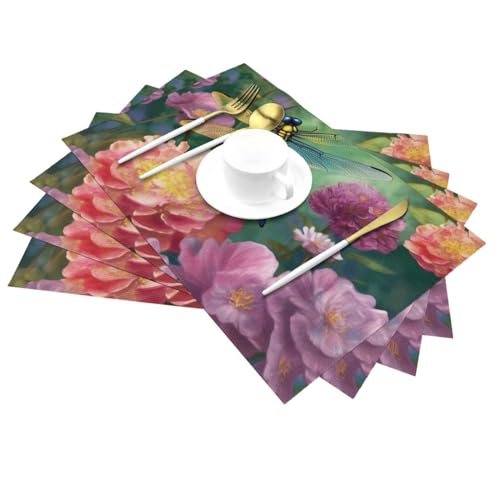 Sets de table pour repas de famille et fêtes motif libellule