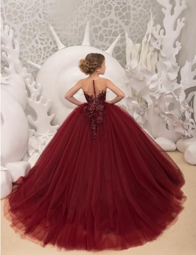Tulle Flower Girl Dress for Wedding Beaded Lace Applique Sleeveless Pageant Dresses for Girls Formal Ball Gowns4