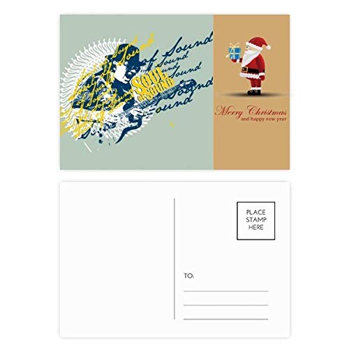 Cartes postales guitare motif père Noël rock, le cadeau idéal pour guitaristes et musiciens
