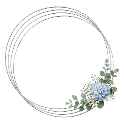 Image of Pocoxll 4 Pcs Metal Floral Hoops, Wreath Macrame Hoop Rings, Metal O Rings