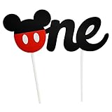 CHuangQi 1st Birthday Cake Topper, Happy Birthday Cake Banner, Baby Shower Mickey Inspired O-N-E...