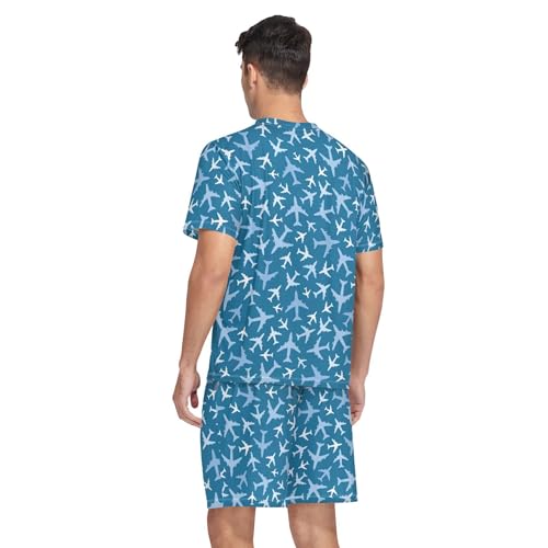 Men's Short Sleeve Pajama Set,Short Sleeve PJ Set Summer Nightwear,2-piece Lightweight Sleepwear for Men2