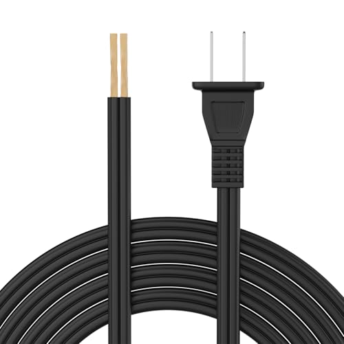 PLUGTUL 8 FT Lamp Cord Replacement Power Cord 2 Prong Protect for DIY Repair/Replacement 18/2 SPT-2 Wire ETL Listed