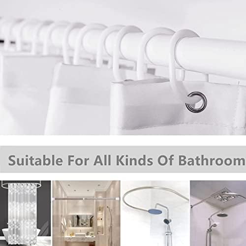 LACHATAY Shower Curtain 180x180cm Polyester Floral Waterproof Mould Proof Bathroom Curtains with Buckles 12 Hooks(Flower Pattern - white, 180 x 180 CM)