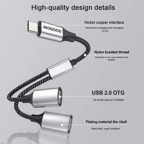 Usb C To Dual Usb A Female Adapter Type C To Dual Usb A Splitter Usb C To Double Usb 2.0 Adapter Double Usb 2.0 Otg Splitter Cord Converter For Macbook Pro, Google Pixel, Galaxy S9 / S8 / Note 8 #TOP5