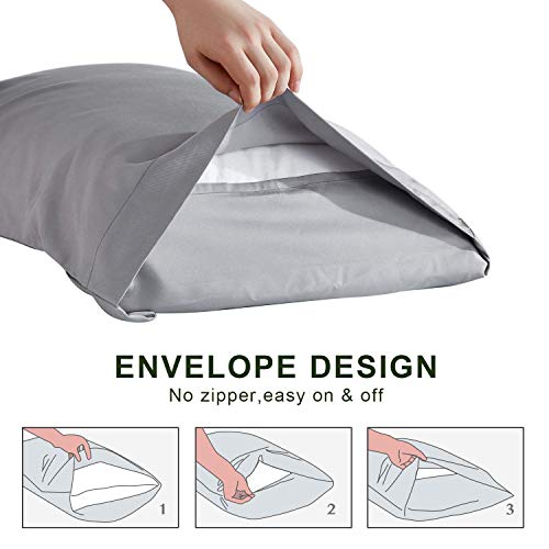 Hansleep Kids Bamboo Pillowcases Set Of 2 - Cooling Silky Soft Pillowcases - Natural Organic Pillowcases With Envelope Closure (Grey, Standard 20X26) #TOP5