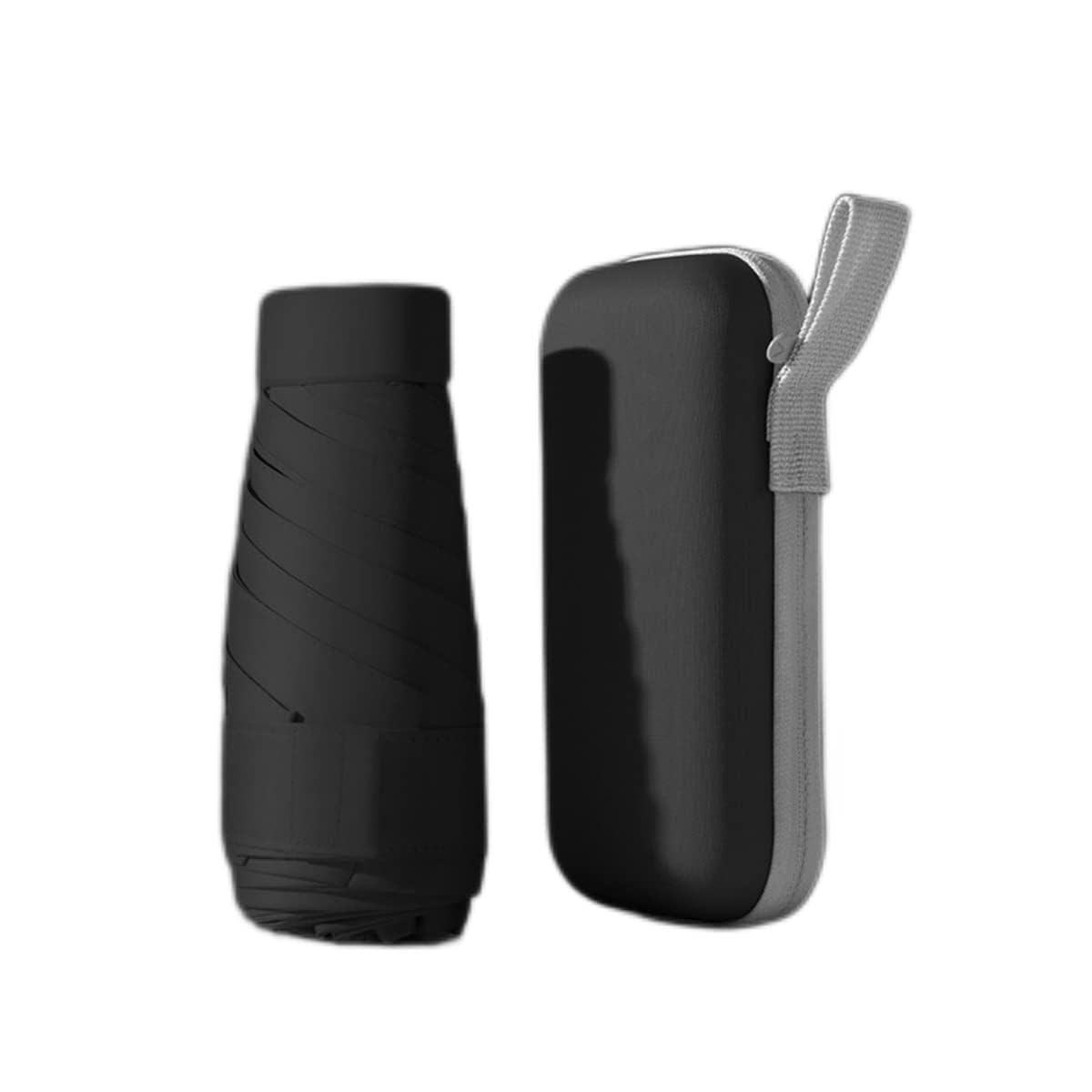 Nihuifdpy Women's Black Mini Travel Umbrella, Windproof, Upf50+ Protection, Compact, Lightweight, Perfect For Men, Students, Travel