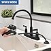 Black Kitchen Sink Faucet,Matte Black Kitchen Faucet with Sprayer,3 0r 4 Hole Kitchen Faucets for RV Laundry Utility Kitchen Faucet KMF023B-2