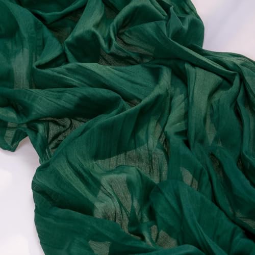 Image of MLMC Emerald Green Table Runner Boho Dark Green Cheesecloth Table Runner 10ft Sheer Gauze Cheese Cloth Decorations for Wedding Bridal Shower Home Party Decor