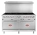 Kratos Commercial Gas Range and Oven, 10 Burners and 2 Full Sized Ovens, Liquid Propane Powered, Stainless Steel, 360,000 Total BTU Output, 60