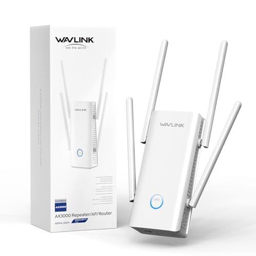 WAVLINK AX3000 WiFi 6 Extender - Internet Extender WiFi Booster with 5 High-Gain Antennas & Beamforming, Dual Band Whole Home Coverage, Gigabit Port, Repeater/AP/Router Mode for 256 Devices