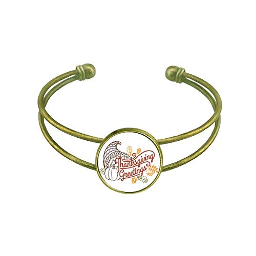 El dAa de AcciAn de gracias el dibujo de linea patron Pulsera Brazalete Retro Joyas De PuAo Abierto