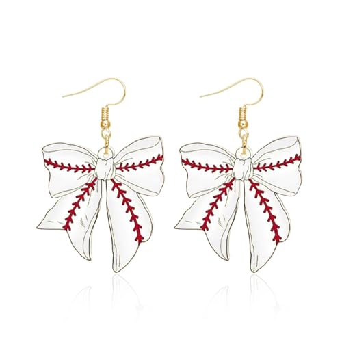 Baseball Softball Bow Earrings for Women Bow Football Earings Game Day Earrings Outfits Shirts Women Football Baseball Softball Gifts Accessories Party Favors