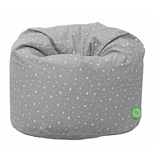 BeanLazy ® 100% Cotton Large Grey Stars Bean Bag with Filling