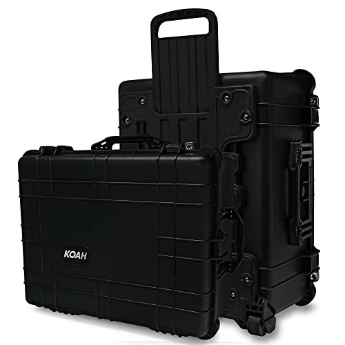 Image of Koah Weatherproof Wheeled Plastic Hard Case with Customizable Foam, Retractable Handle, and Trolley Wheels (25.0" x 20.0" x 12") For Cameras, Drones, And Gear