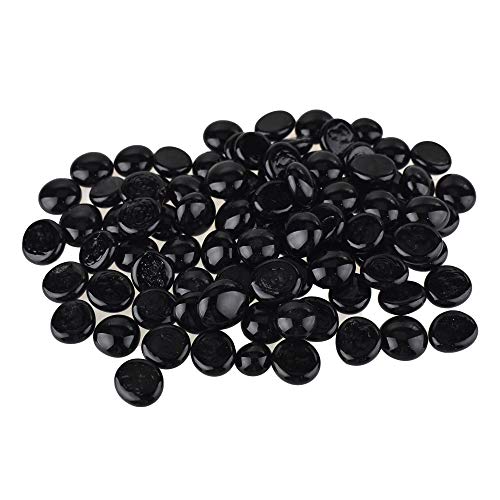 Homeford Flat Glass Marble Gems, 15-Ounce, 80-Count - Black