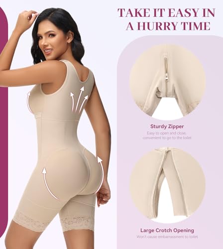 Image of M MYODRESS Fajas Colombianas Full Body Shaper Tummy Control with bra | 69% Nylon 31% Spandex, 3 Adjustable hooks and strap, semi-detachable chest design for postpartum, breastfeeding, all day wear