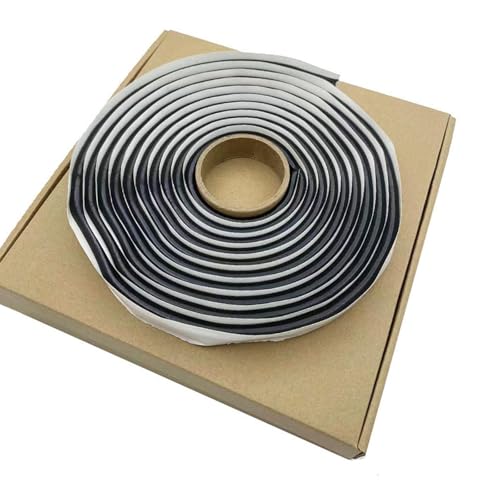 Amazleer - Cinta de butilo, 1 sellador de cordón preformado, cinta hermética adhesiva butilo con caja, para parabrisas, luces de coche y marco de puerta, color negro redondo, aprox. 9 x 4 m (1, negro)