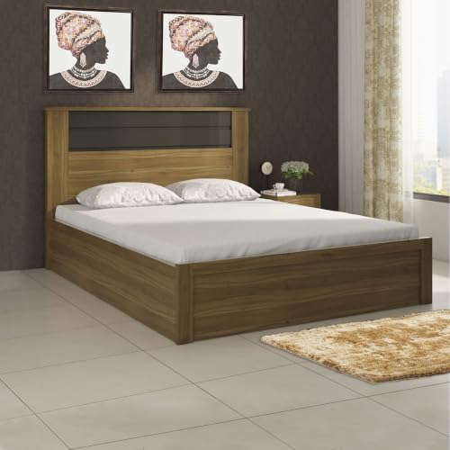 Image of Home Centre | Quadro Cosco King Size Bed with Hydraulic Storage | Engineered Wood | Brown | 1 Year Warranty