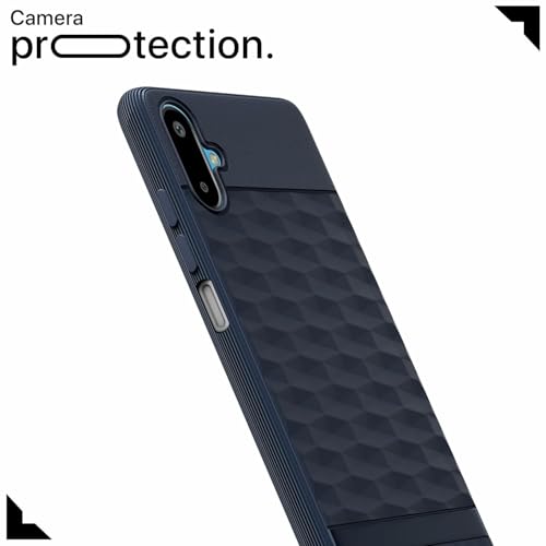 Image of Pikkme Back Cover for Samsung Galaxy F06 5G / Samsung Galaxy M06 5G Camera Protection 3D Hexa Cube Design Silicone Protective Bumper Case (Blue)