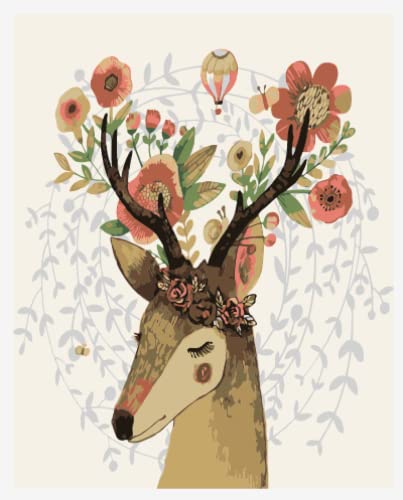 Peinture au diamant 5D cerf aux fleurs kit broderie diamant complet strass carré 30x40 cm