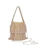Sweetovo Sparkling Rhinestone Chain Handbag Women Elegant Evening Clutch Bag Bling Crystal Crossbody Purse for Wedding Party