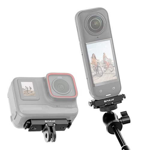 PULUZ Quick Release Mount, Aluminium Insta 360 x5 Schnellspann Halterung mit 1/4-Zoll-Gewindeloch und faltbarem Action-Kamera-Adapter für Insta 360 Ace Pro 2 Ace Pro X4 Air X5