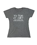 You Read My Shirt Thats Enough Graphics Tees for Women's | Sarcastic Novelty Funny T-Shirts | Printed in USA Adult Humor Novelty Graphics Women's Tees M Heather Grey