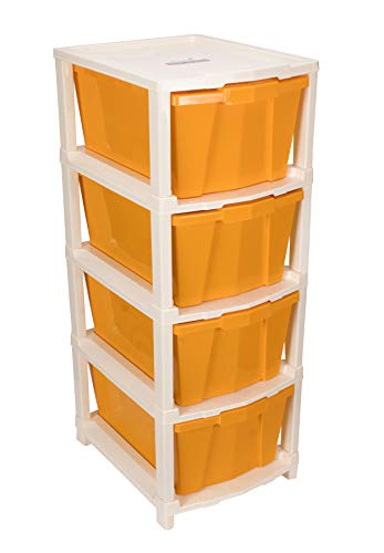 Image of Joyful Studio 4 XL Plastic Modular Drawer System, ORANGE Colour (31cmx39cmx80.9 cm)