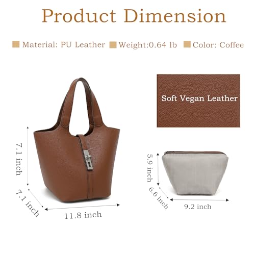 Bolso tipo Bucket para mujer, pequeño, cuero vegano miniatura 4