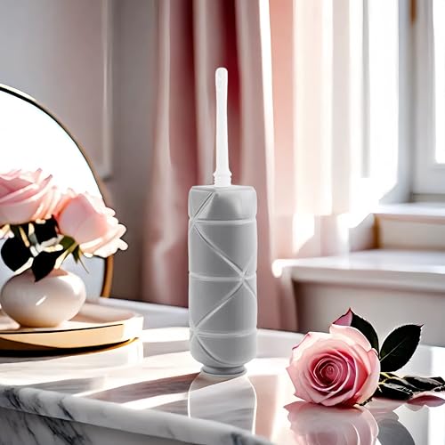 Image of Foldable Compact Silicone Douche Bottle, Reusable Travel Douche Kit, 24 FL Oz Capacity, Black
