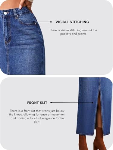 Image of GRECIILOOKS Denim Skirt for Women | Long Skirt for Women | Skirt for Women | Denim Skirt for Women Long | Pencil Skirt for Women
