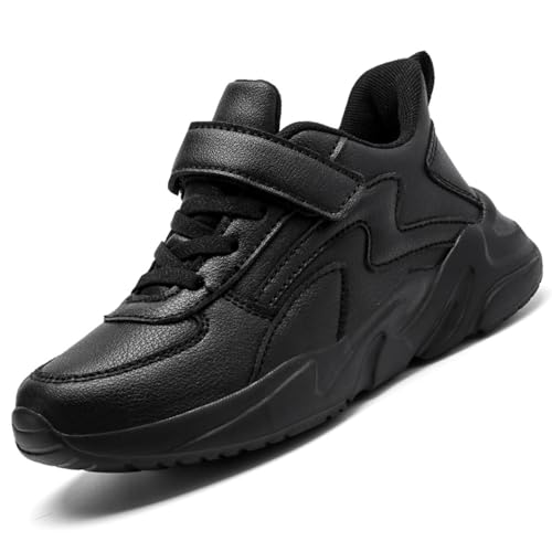 VTASQ Boys Trainers Kids School Walking Running Shoes Athletic Sneakers Casual Breathable Tennis Sports School Shoes Black UK3