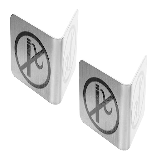 PRETYZOOM 2pcs Stainless Steel No Smoking Sign Table Top Desk Signage for Indoor Outdoor Home Office Banquet Wedding
