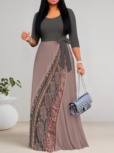 Image of Women's 3 /4 Sleeve Maxi Dress with Pockets