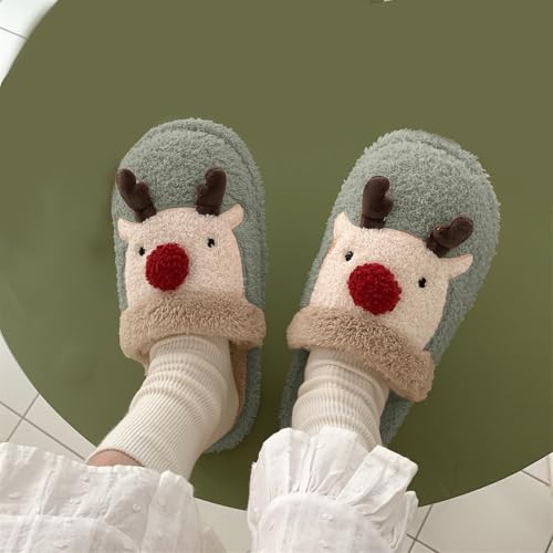 Fuzzy House Slippers for Women Men Warm - Christmas Cozy Memory Foam Women Slipper Indoor and Outdoor Winter Bedroom Shoes Cute and Comfortable for Family3