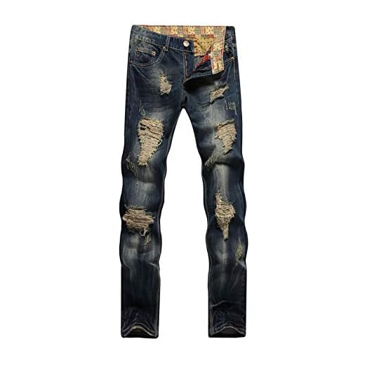 Nytt mode Herr Jeans Rak Smal Trend Personlighet Rippade hål Distressed Washed Classic Basic Denim Byxor 29