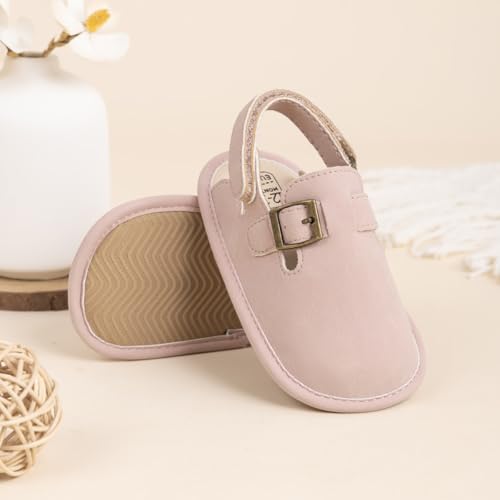 Image of KIDSUN Baby Boys Girls Sandals Adjustable Lightweight House Home Slippers Non Slip Newborn Prewalk First Walk Shoes