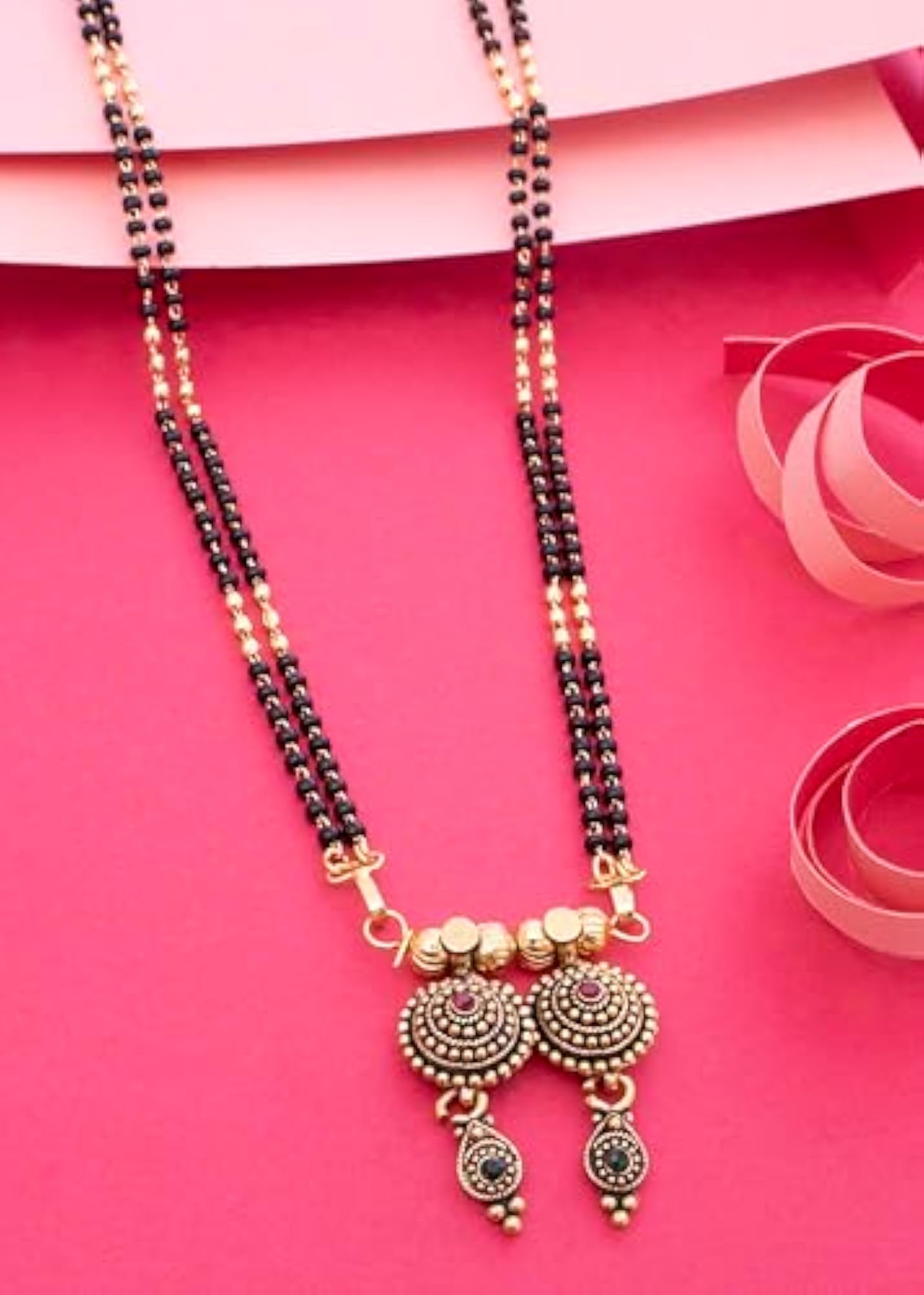 22K Gold Plated Traditional Double Layer Mangalsutra Combo Set