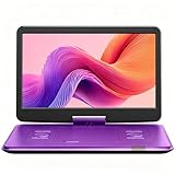 Yoton 17.5' Portable DVD Player with 15.6' HD Swivel Screen for Car and Kids, 4-6H Rechargeable Battery, High Volume Dual Stereo Speakers, USB/SD/AV Support [Not Support Blu-Ray] (Purple)