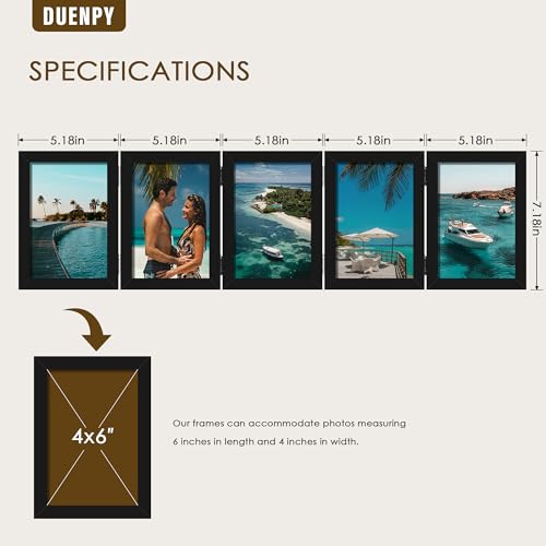 Image of DUENPY 5 Folding 4x6 Accordion Wood Frame Plexiglass Black
