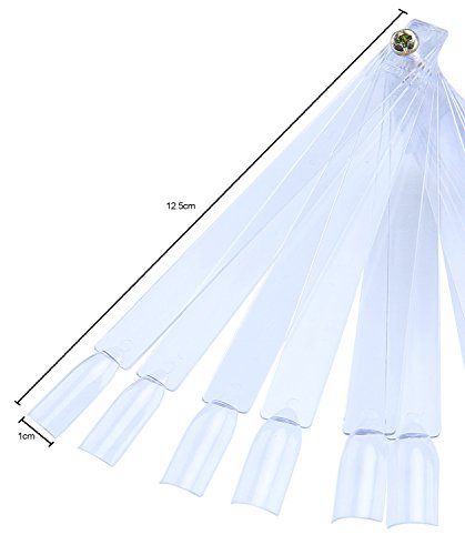Adecco Llc 50 Pcs Transparent Nail Swatches Sticks, Fan-Shaped Nail Art Tips, Nail Polish Display Board Practice Sticks With Metal Screw Holder #TOP4