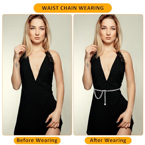 Molain Metal Women's Chain Belt, Adjustable Western Waist Chain Belt Fashion Waist Belt for Jeans Pants Dresses3